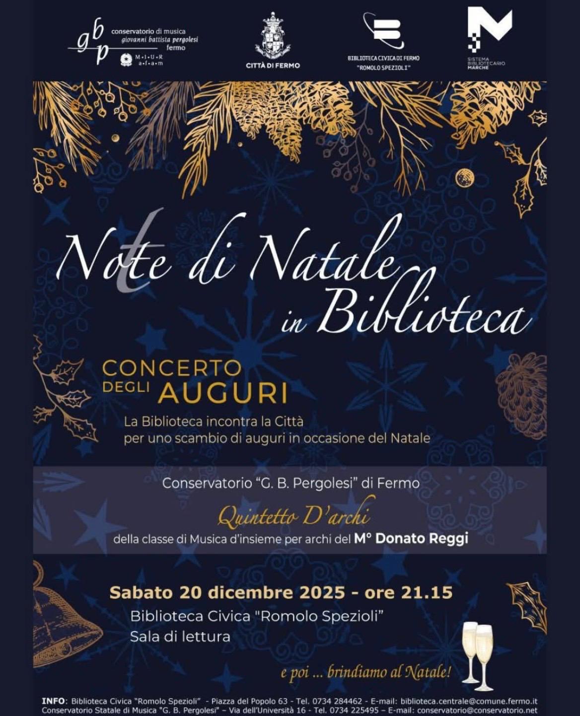 NoTte di Natale, il concerto degli auguri della Biblioteca Civica Romolo Spezioli